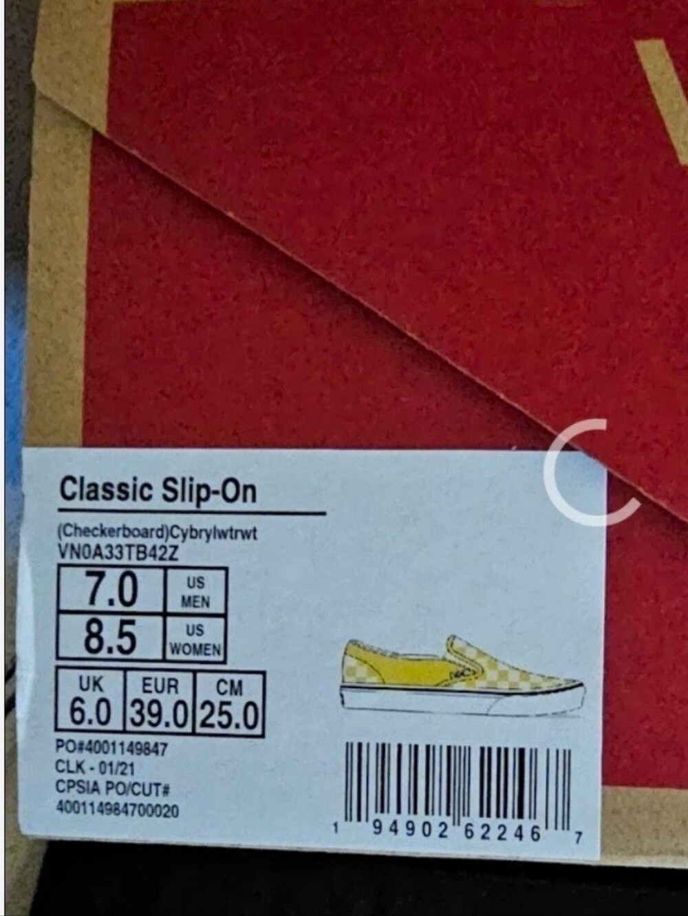 Vans Womens Classic Slip-On Yellow Checkerboard Canvas Shoes
